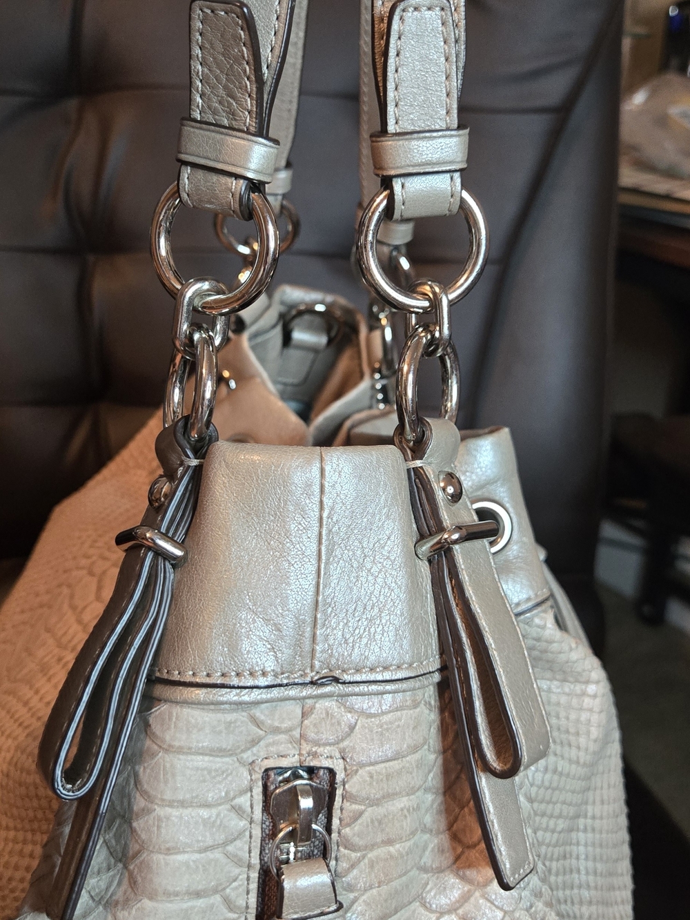Coach Madison Marielle Python-Embossed Drawstring Bucket Bag - Picture 7 of 12